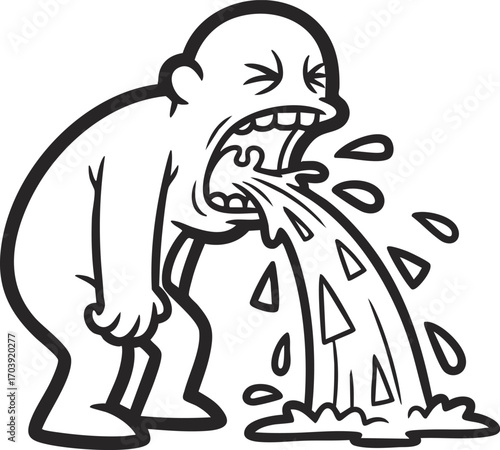 a man experiencing severe nausea and vomiting.