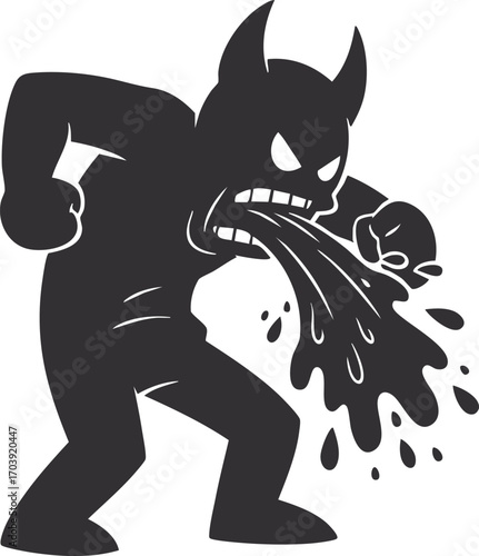 a man experiencing severe nausea and vomiting.