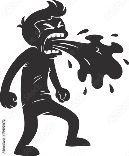 a man experiencing severe nausea and vomiting.