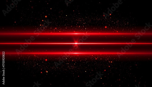 Red laser beams on a black background