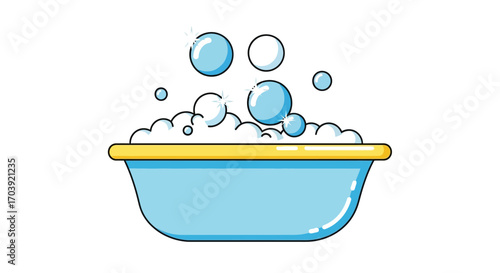 Vector Illustration baby Bathtub Filled with Soap Bubbles Representing Cleanliness and Relaxation