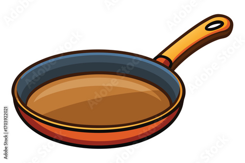 Vibrant Cartoon Skillet Ready to Cook Up Something Delicious A Colorful Culinary Illustration for Food Lovers and Kitchen Enthusiasts