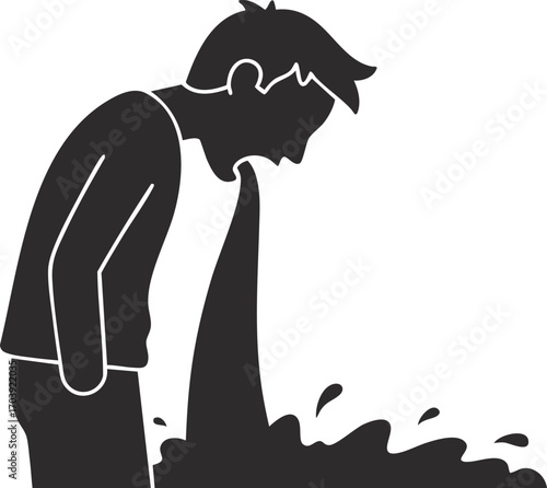 a man experiencing severe nausea and vomiting.