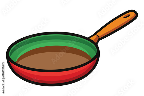Vibrant Cartoon Skillet Ready to Cook Up Something Delicious A Colorful Culinary Illustration for Food Lovers and Kitchen Enthusiasts