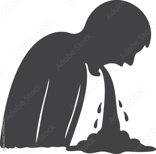 a man experiencing severe nausea and vomiting.