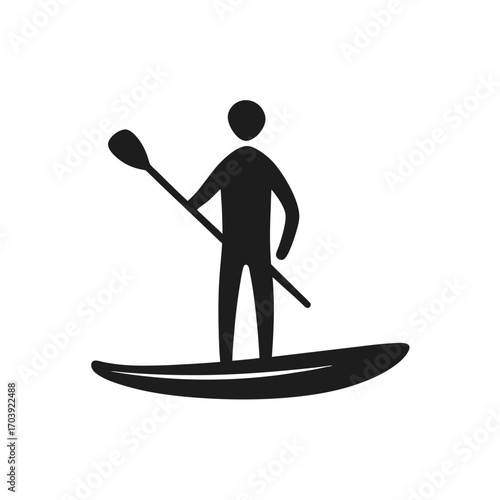 Person stand up paddleboard on transparent background silhouette