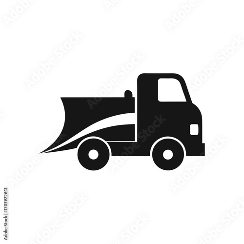 Silhouette of a snowplow on transparent background