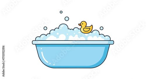 vector of baby Bathtub with foam