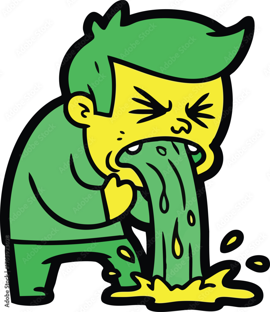 Obraz premium a man experiencing severe nausea and vomiting.