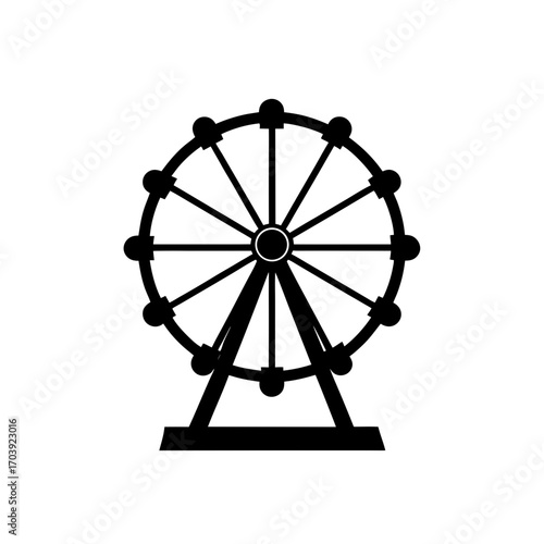 Black ferris wheel drawing on transparent background silhouette