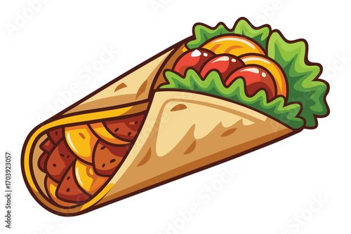 Mouthwatering Doner Kebab Wrap Featuring Grilled Meat Vegetables and Zesty Sauce a Delicious and Flavorful Fast Food Treat