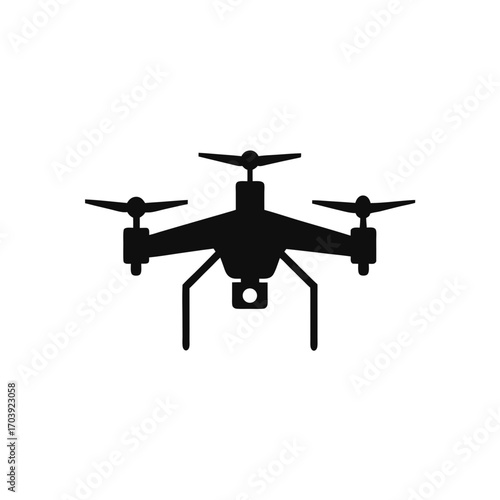 Silhouette drone aerial view on transparent background