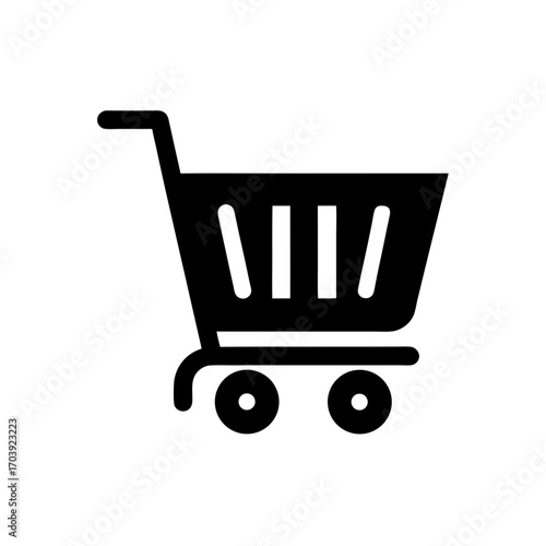 Simple shopping cart icon on transparent background silhouette