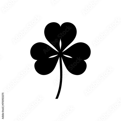 Black shamrock simple icon on transparent background silhouette