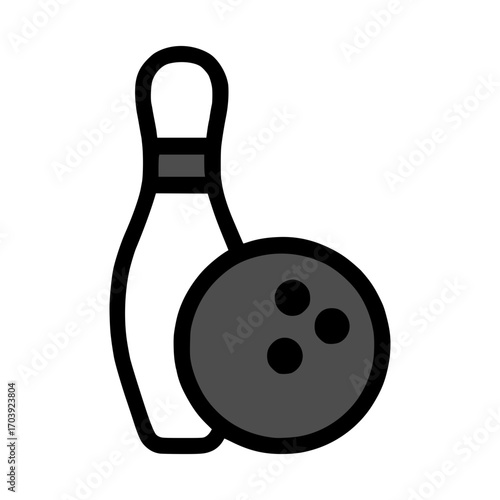 Classic bowling pin and ball graphic for sports fun and leisure activities