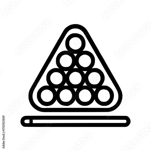 Stylish billiard balls rack and cue icon for game room or sports bar decor