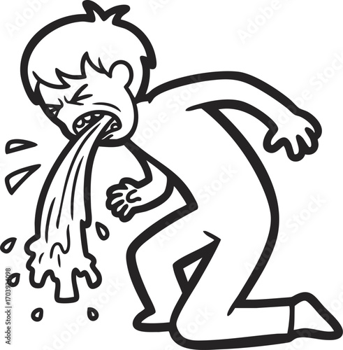 a man experiencing severe nausea and vomiting.