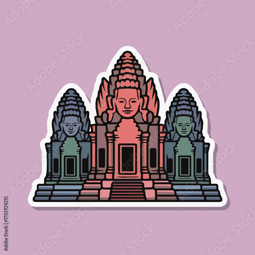 Bayon temple at angkor thom, cambodia, is a captivating khmer architectural marvel with serene faces carved into its towers, showcasing ancient artistry
