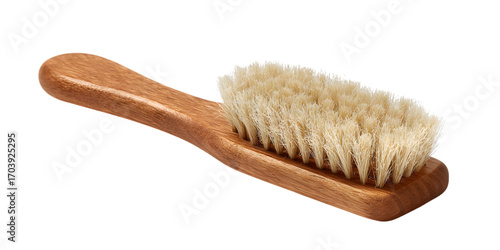Natural bristle brush with wooden handle for grooming