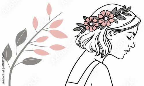  Female Silhouette Floral Crown Portrait