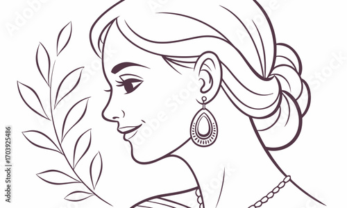 Stylized Female Silhouette with  Jewelry