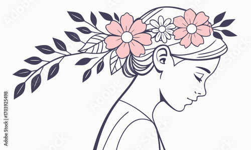 Elegant Woman with Flower Crown