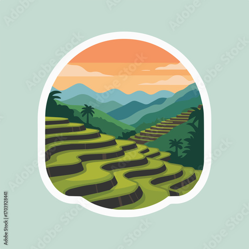Tegalalang rice terraces in ubud, bali, indonesia, a series of rice paddies on hillsides, a popular tourist attraction and iconic landmark in southeast asia