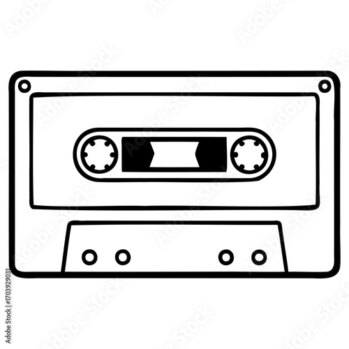 Black and white cassette tape illustration