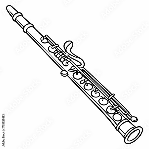 Clarinet Illustration A Detailed Line Drawing for Music and Art