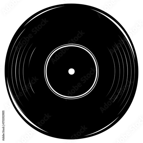 Classic black vinyl record with grooves