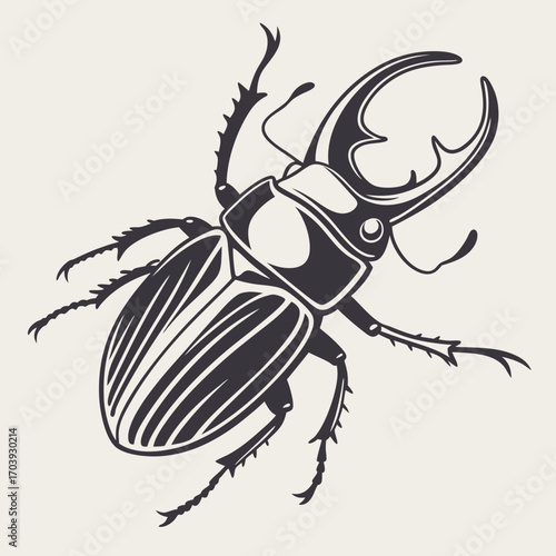 Majestic Stag Beetle Illustration Insect Art with Bold Lines
