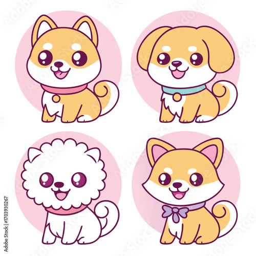A cute collection of funny cartoon animals with playful pets like a cat, dog, and bear, perfect for a child's design