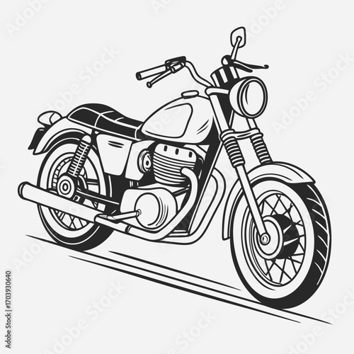 Vintage Motorcycle Illustration - Classic Style Two-Wheeled Vehicle
