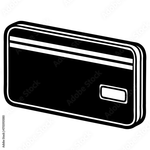 Black and white illustration of a credit or debit card