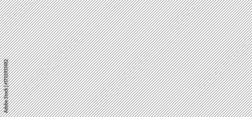 Seamless black and white thin diagonal stripes pattern vector background.
