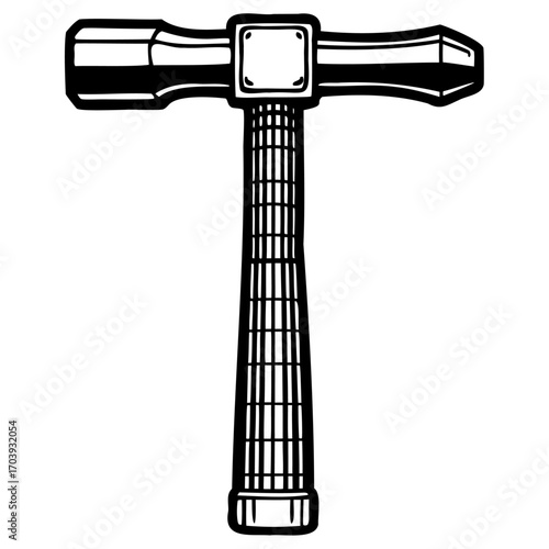 Vintage blacksmith hammer with wooden handle