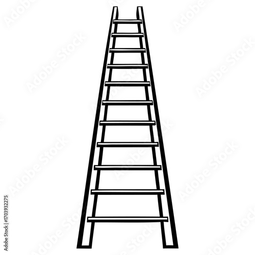 Black and white ladder illustration with clean line art design