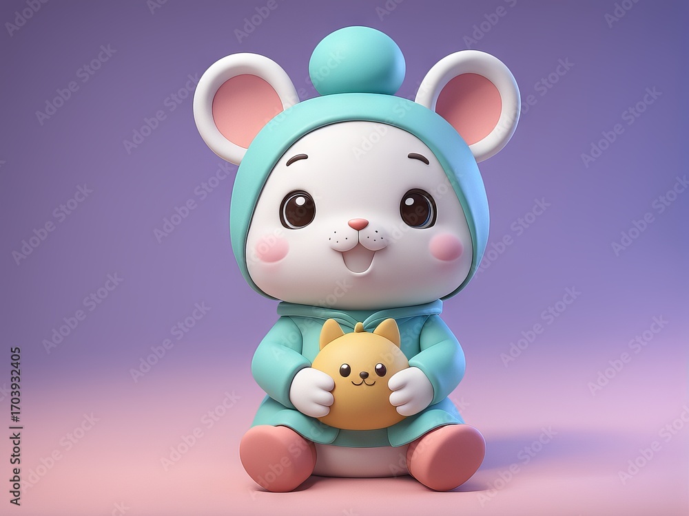 Naklejka premium 3d of a cute baby bunny