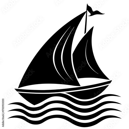 sailing ship on a white