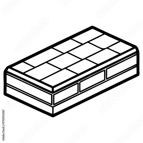 Black and white line drawing of rectangular grid box with sections