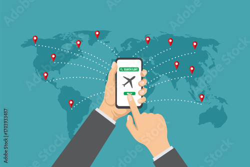 buy flight ticket online vector illustration flat design