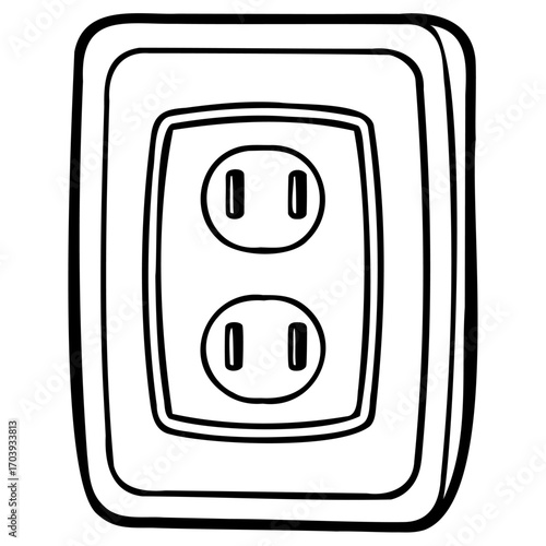 Simple cartoon electrical outlet with two sockets