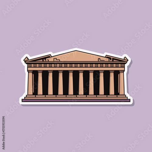 A vibrant stickerstyle illustration showcases the iconic parthenon, rendered in a playful and colorful design, perfect for capturing the essence of ancient greek architecture