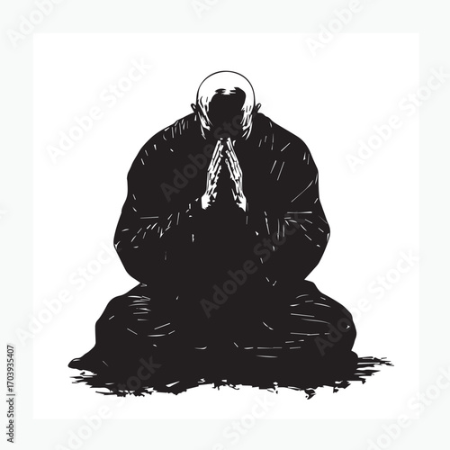 silhouette of a man in yoga position
