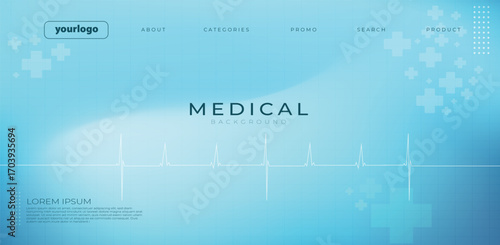 Clean blue medical background featuring an ECG heartbeat line, modern interface elements, and digital health icons. Perfect for healthcare presentations, hospital banners, medical websites, and pharma