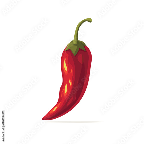 Minimal 2D flat vector of a Chili Pepper, icon-style illustration on a white background