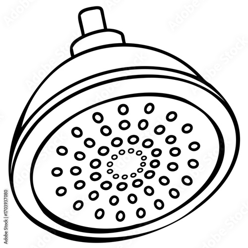Shower head a simple line drawing of a shower head, perfect for illustrating bathroom fixtures or water conservation concepts