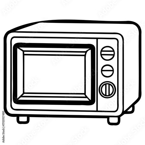 Illustration of a microwave oven, showcasing its design and functionality in a simple, clean style for various creative projects