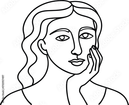 Vector illustration of a woman's face with a beautiful smile and a fashionable hairstyle