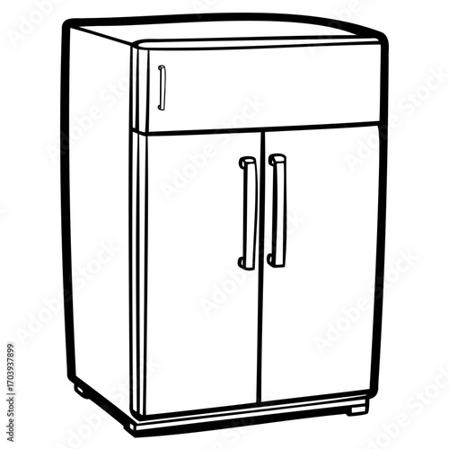 Illustration of a retro refrigerator, showcasing its classic design and functionality, perfect for vintagethemed projects and designs